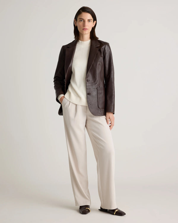 100% Leather Blazer - XS / Rich Brown