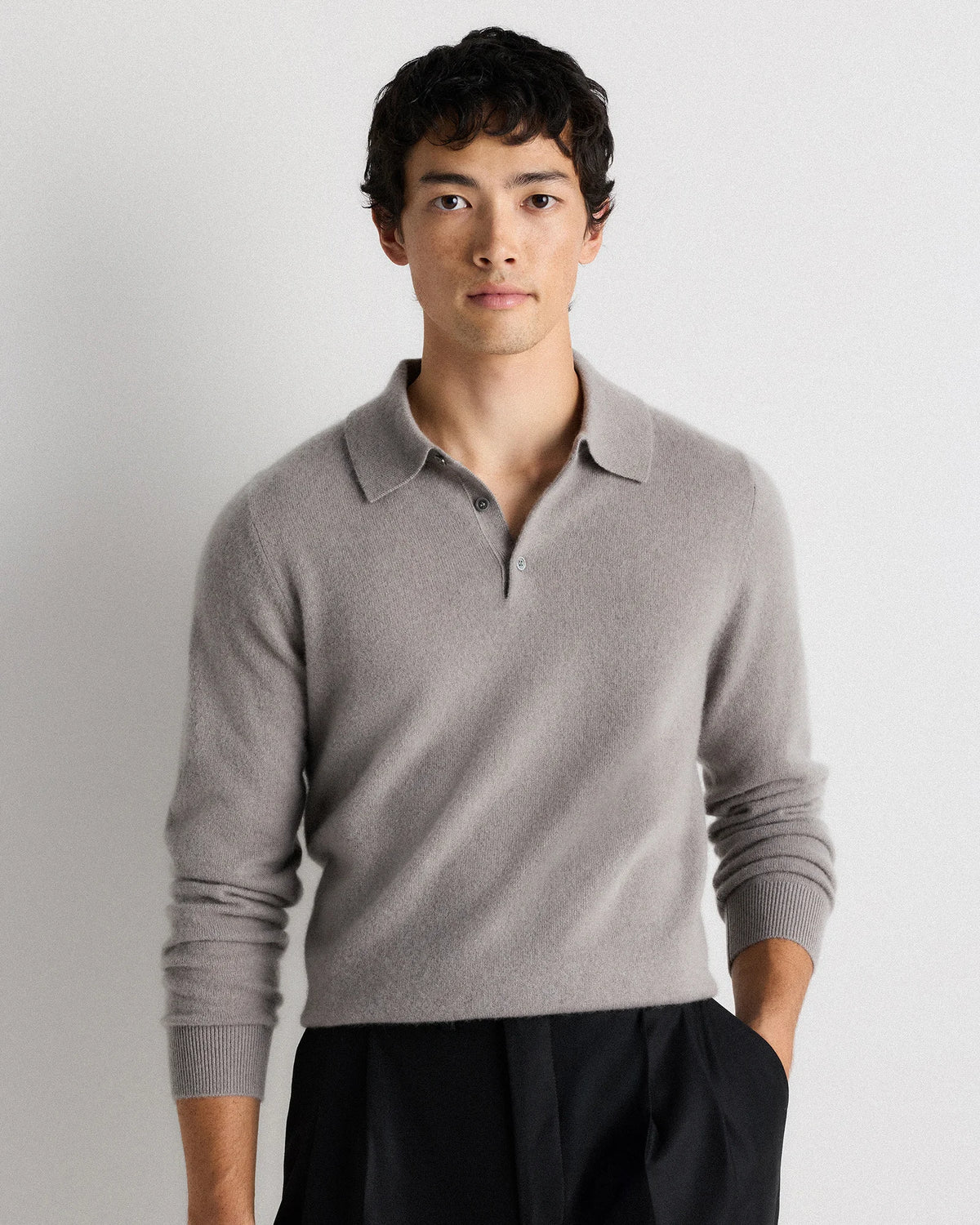 Mongolian Cashmere Polo Sweater - S / True Navy