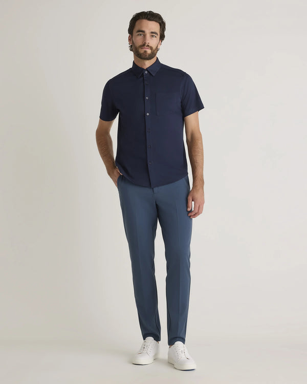 Commuter Stretch Pique Short Sleeve Button Down - S / Black