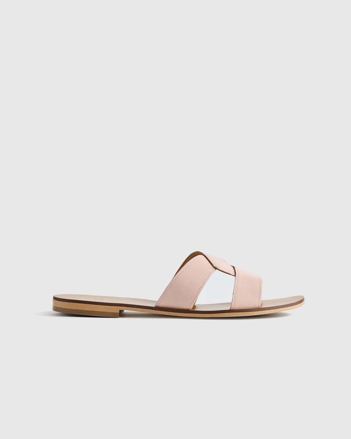 Italian Leather Cutout Slide Sandal - 5 / Shell Pink Main image