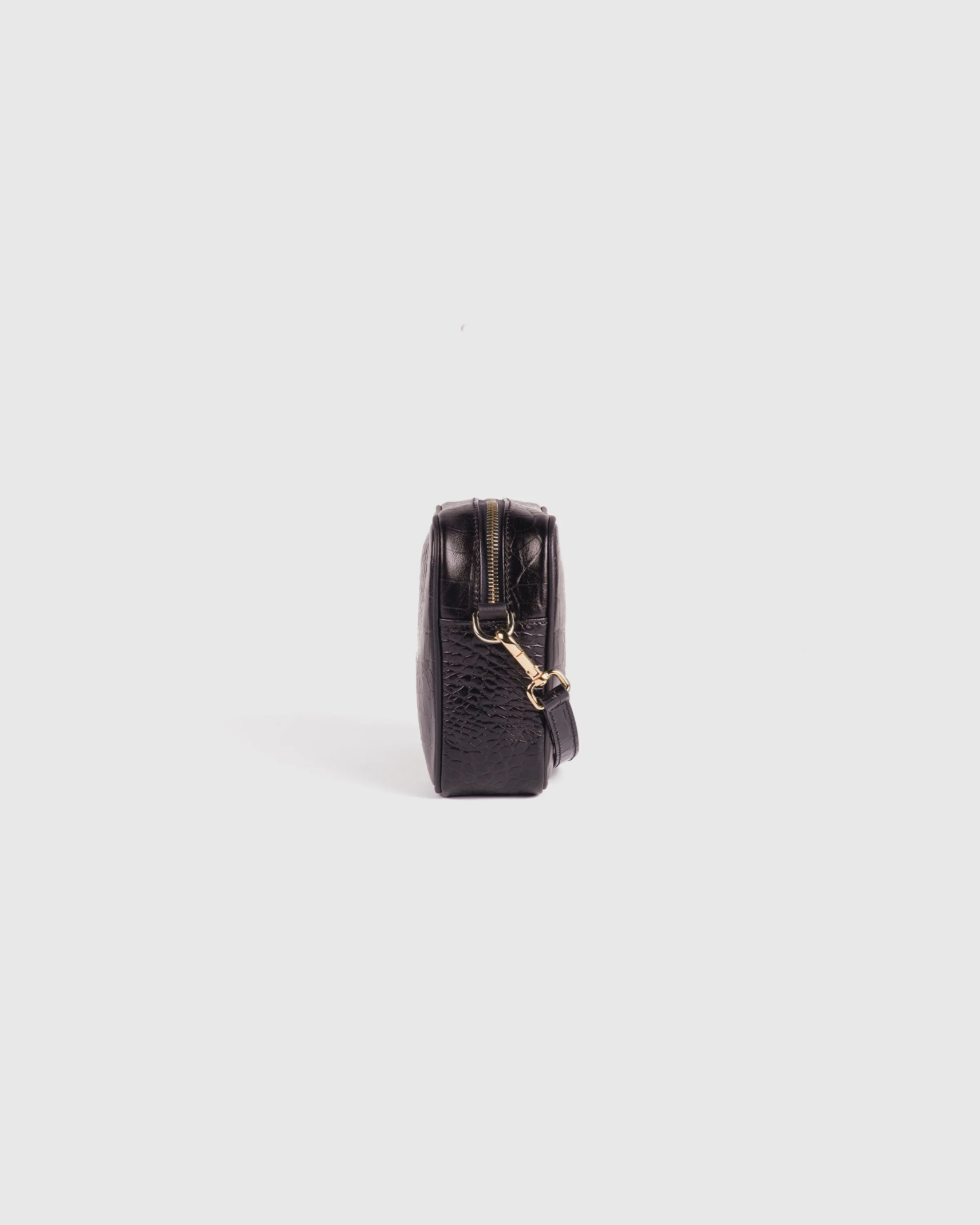 Italian Leather Crossbody Bag - One Size / Black Croco Secondary image