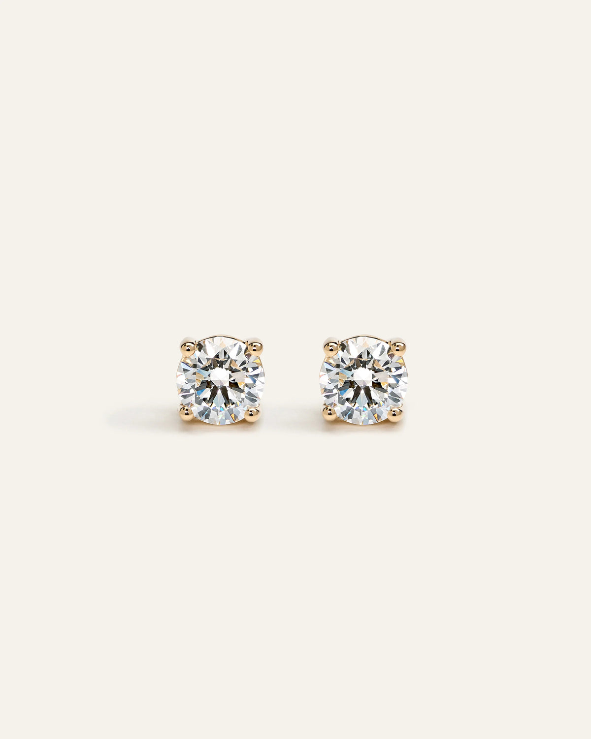 14K Gold Lab Grown Diamond Four-Prong Solitaire Studs - 2ctw - One Size / Yellow Gold Main image