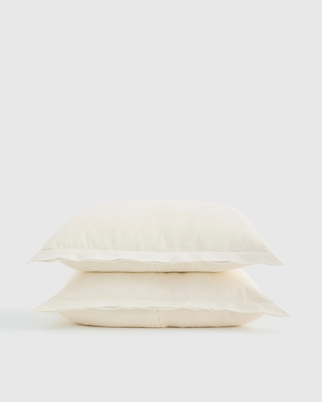European Linen Double Flange Sham Set - Standard / White