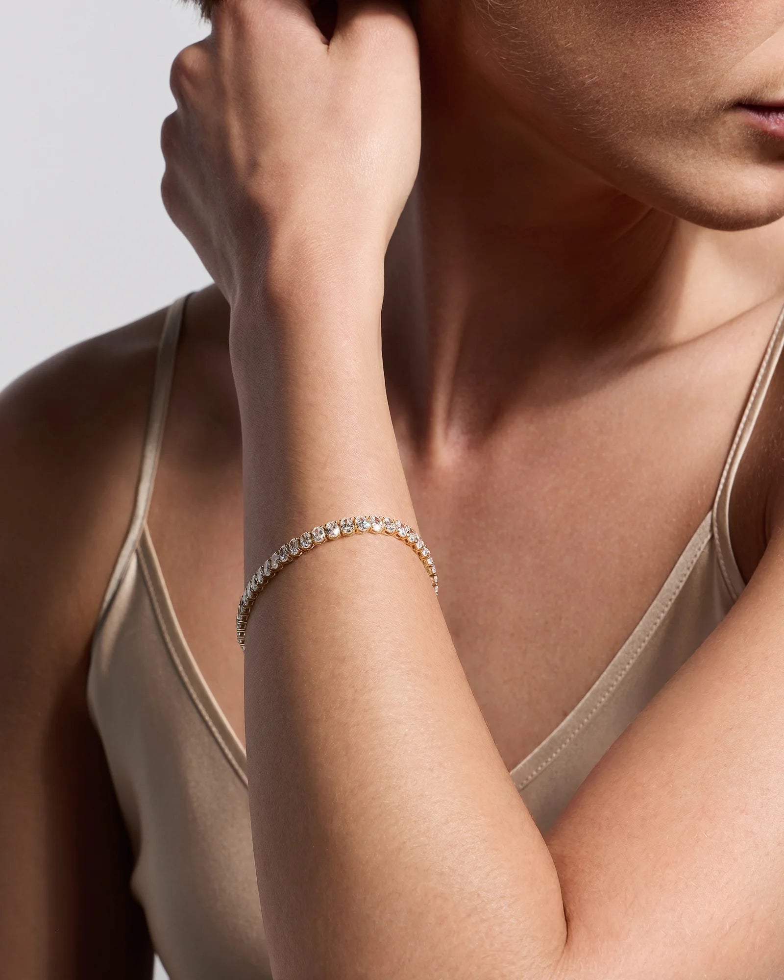 14K Gold Lab Grown Diamond North-South Oval Tennis Bracelet - 10ctw - 6.5" / Yellow Gold Secondary image