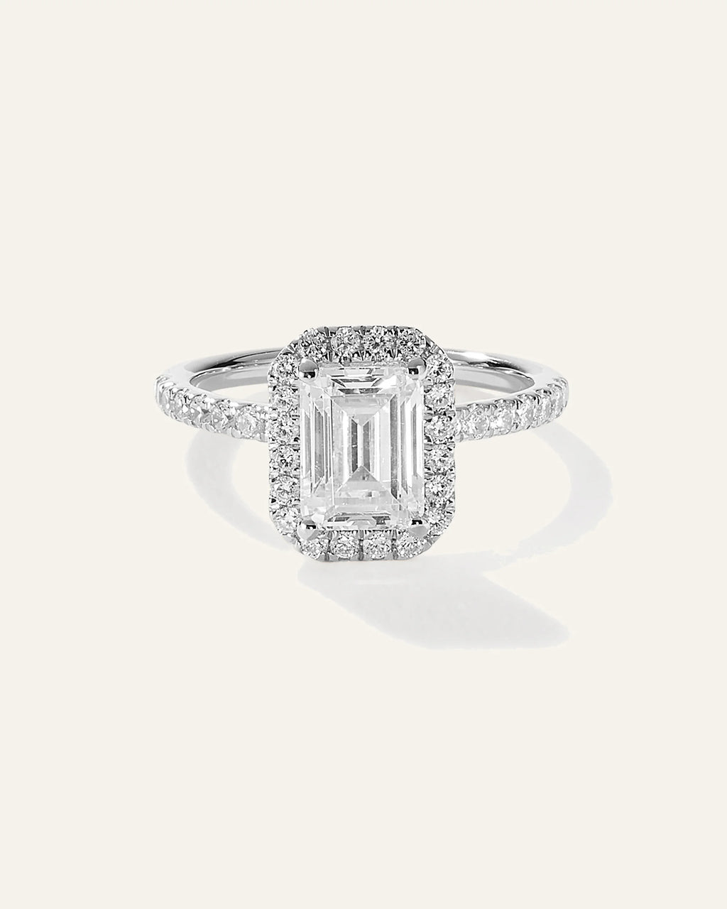 Lab Grown Diamond Emerald Halo Pave Engagement Ring - 2ct - 4 / Yellow Gold