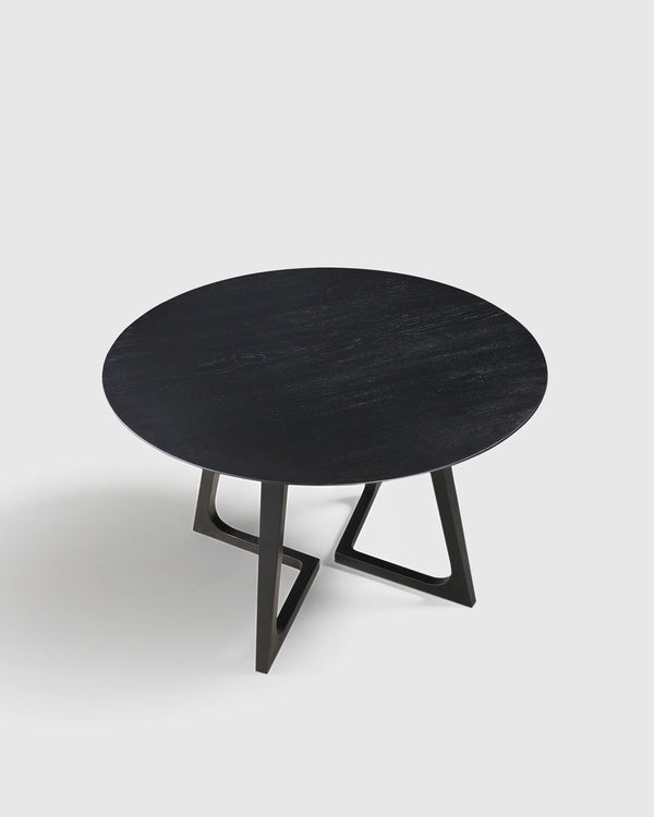 Solid Wood Midcentury Round Dining Table - One Size / Brown Walnut