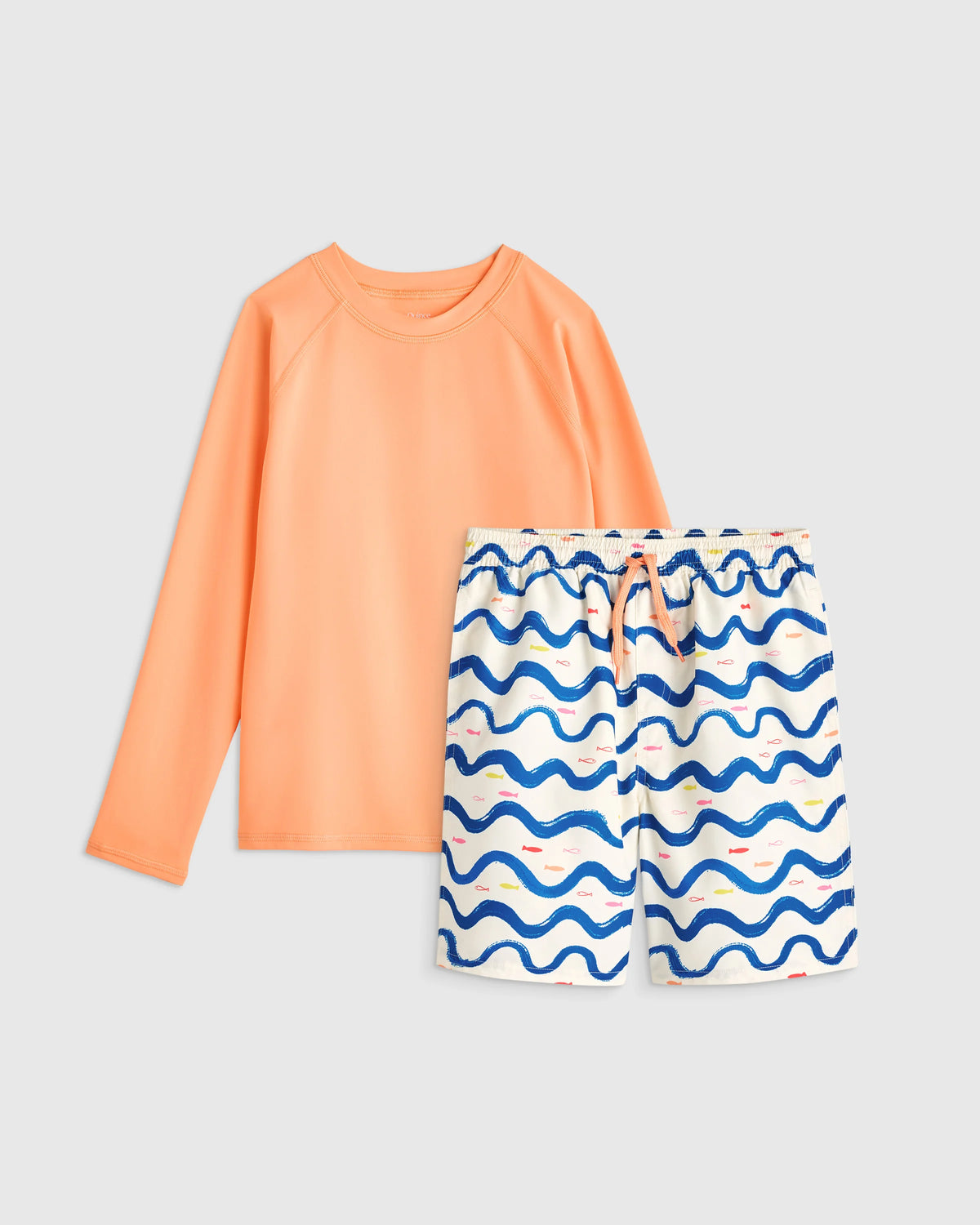 Swim Trunk and Rash Guard Set - 6 / Wavy Fish Main image