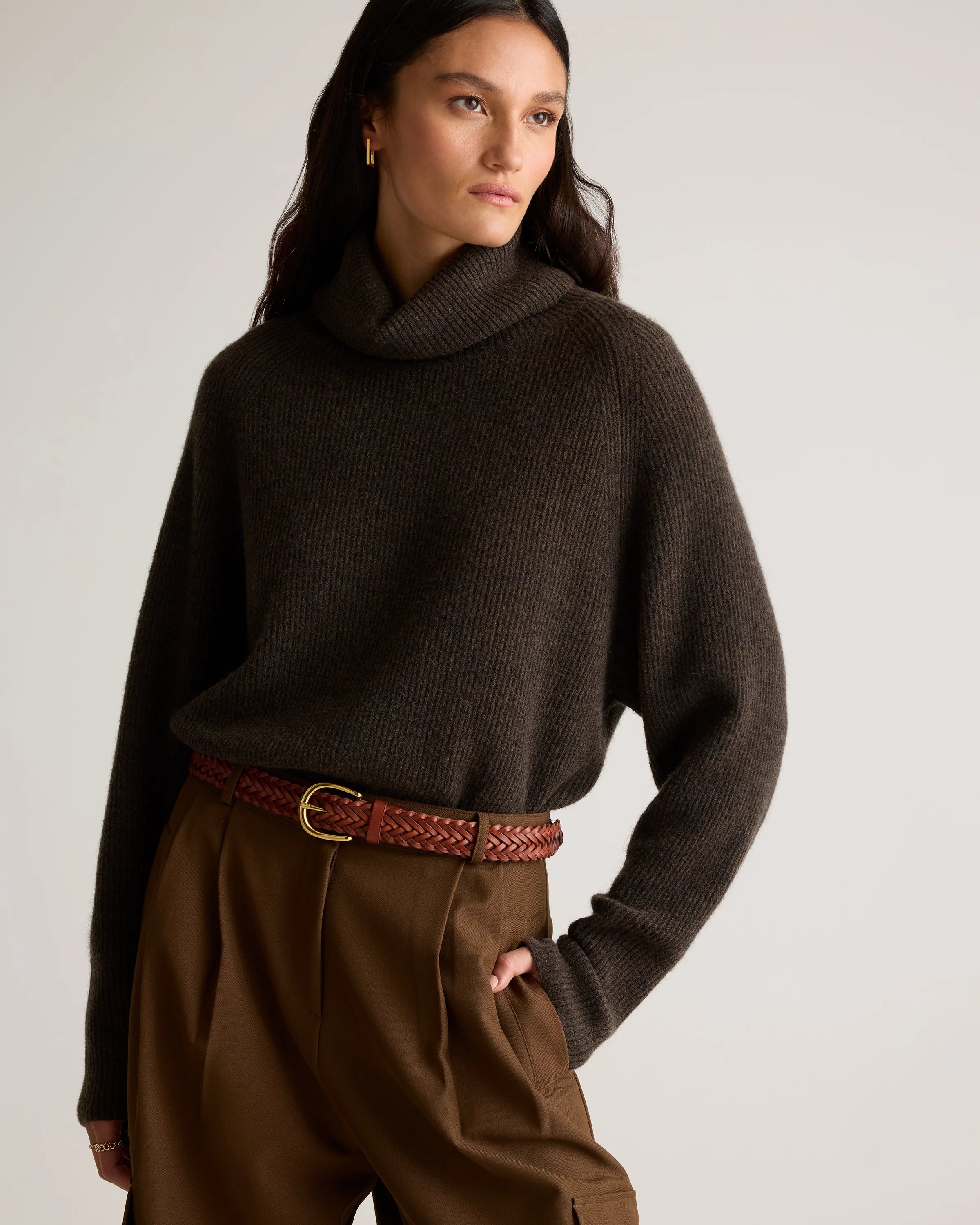 Josie European Leather Braided Belt - XS / Saddle Secondary image