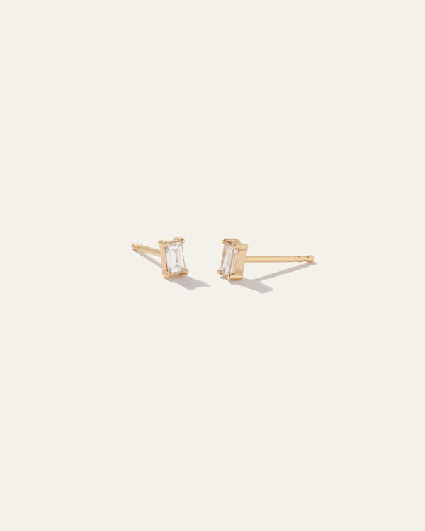 14K Gold Baguette Diamond Studs 0.28 Carat - One Size / Yellow Gold