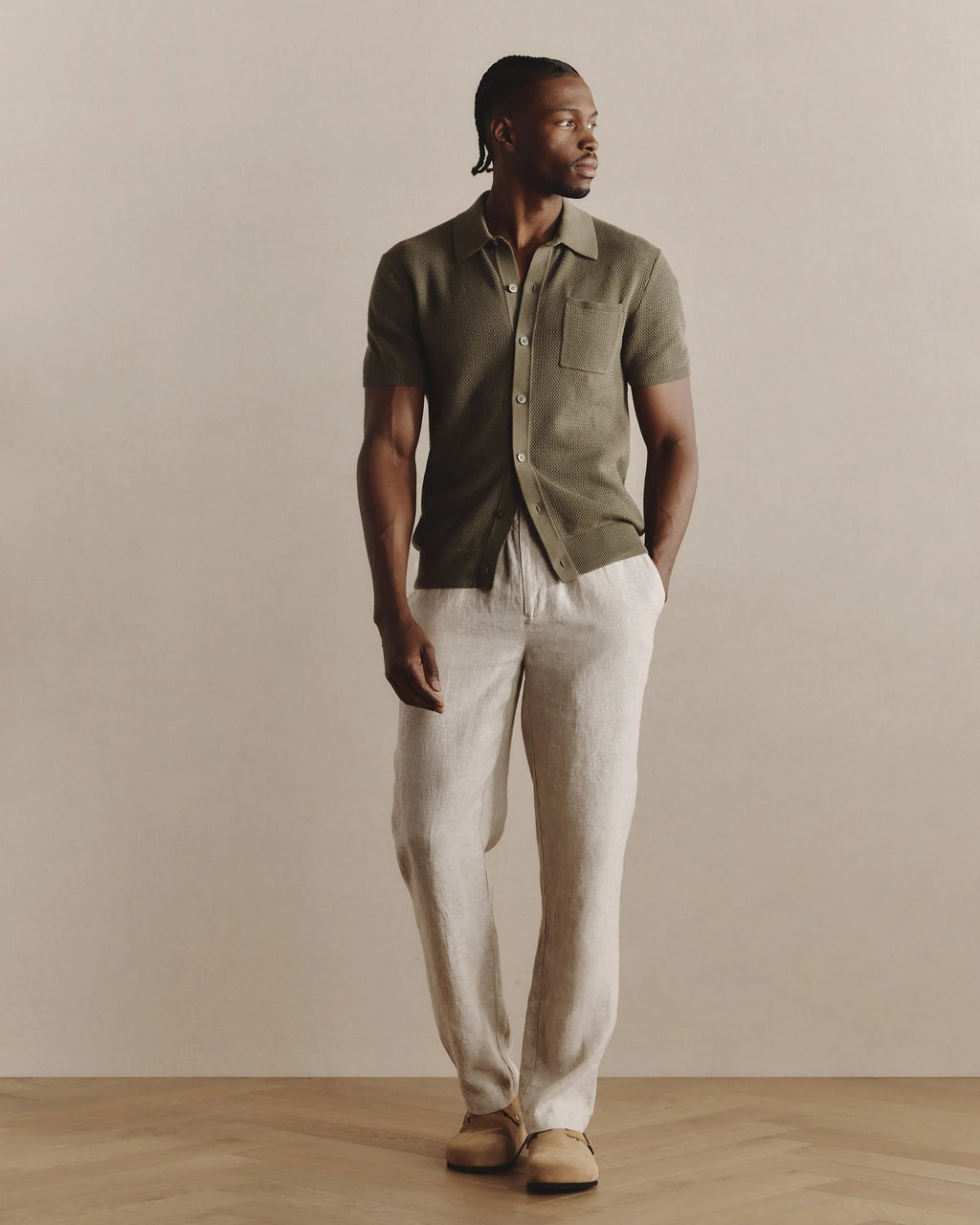100% European Linen Pants - S / Bayberry Olive