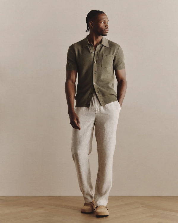 100% European Linen Pants - S / Bayberry Olive