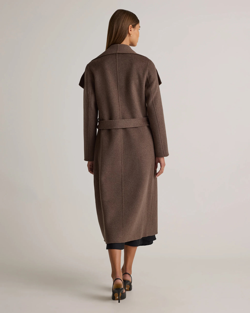 Double-Faced Merino Wool Draped Collar Wrap Coat - XS / Oat