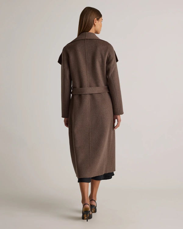 Double-Faced Merino Wool Draped Collar Wrap Coat - XS / Oat