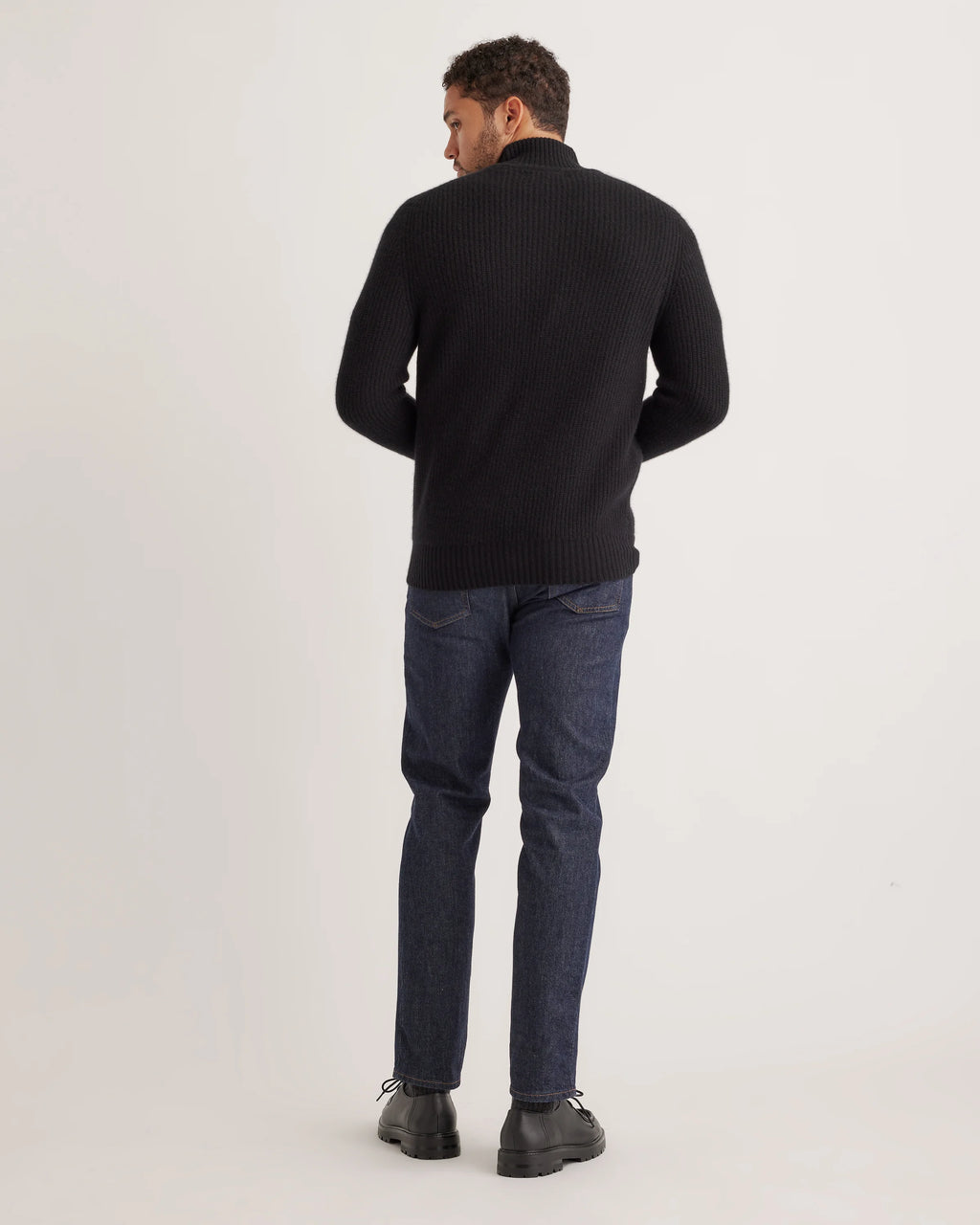 Mongolian Cashmere Fisherman Full Zip Sweater - S / Teak