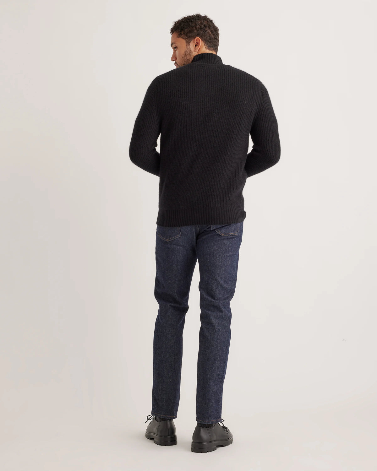 Mongolian Cashmere Fisherman Full Zip Sweater - S / Teak