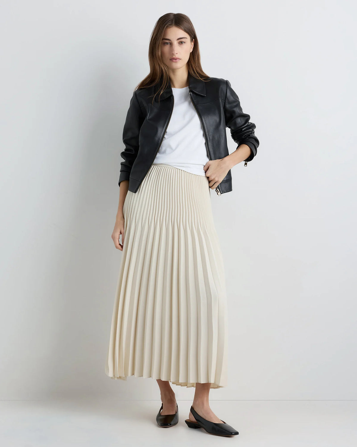 Pleated Matte Midi Skirt - XS / Coffee Bean Brown