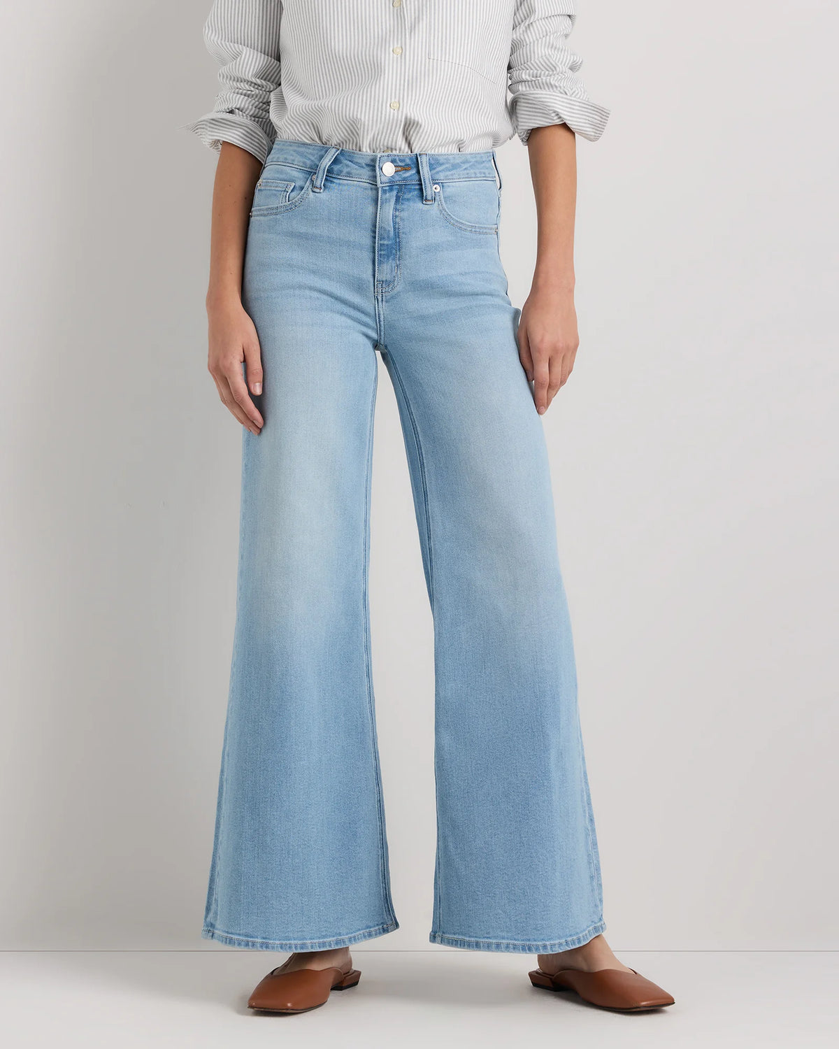Bella Stretch Palazzo Jeans - 24 / Frosted Blue Main image