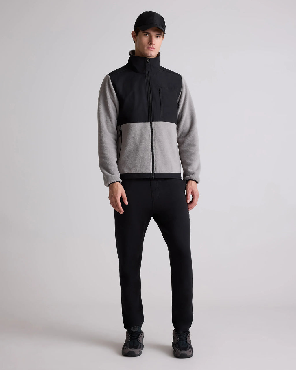 Polar Fleece Full-Zip Jacket - S / Gravel/Bold Black