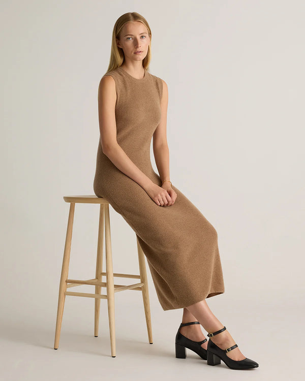 Mongolian Cashmere Sleeveless Midi Sweater Dress - XS / Black
