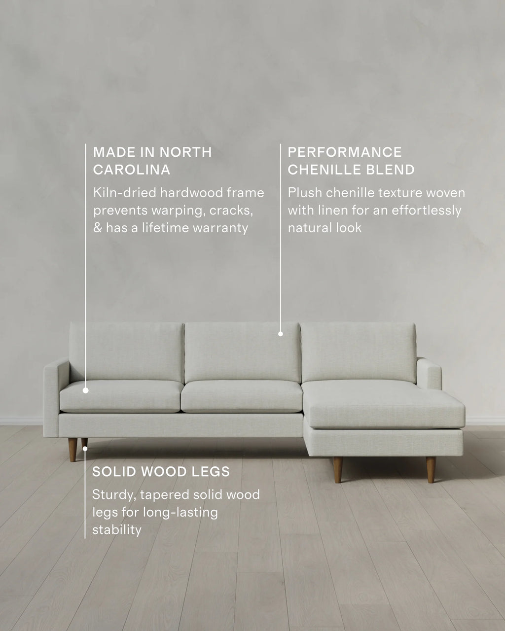Atlas Midcentury Chaise Sectional in Performance Chenille Linen Blend - 106" Right Arm / Sorrell