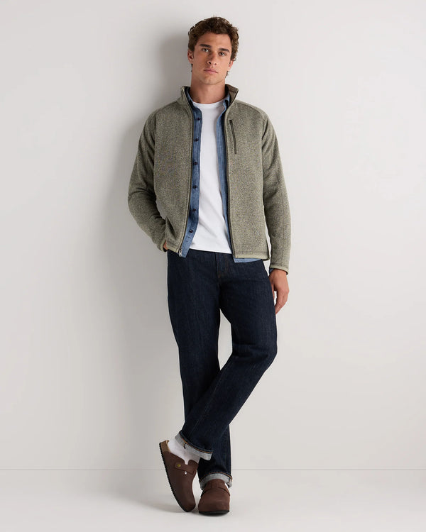 Sweater-Knit Fleece Full-Zip Jacket - XS / Heather Mineral Green