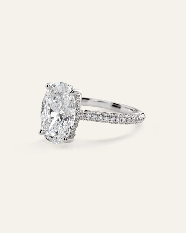Lab Grown Diamond Oval Pave Cathedral Engagement Ring - 5ct - 4 / Yellow Gold