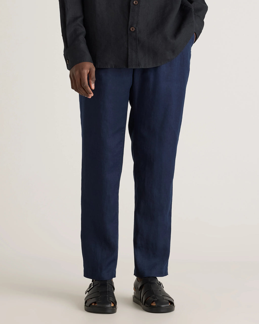 100% European Linen Drawstring Beach Pants - XS / Taupe Brown Chambray
