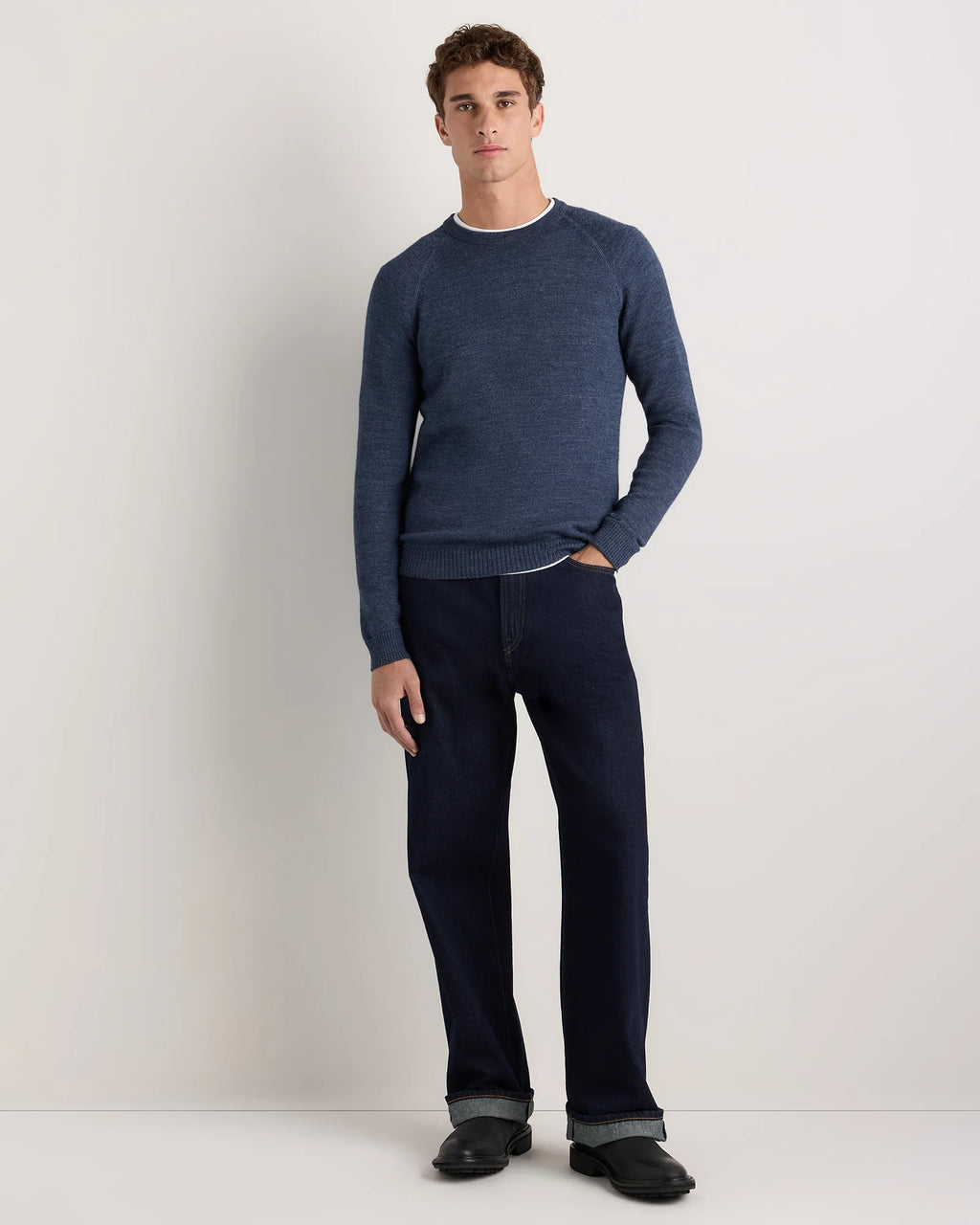 Alpaca-Wool Crewneck Sweater - S / Natural