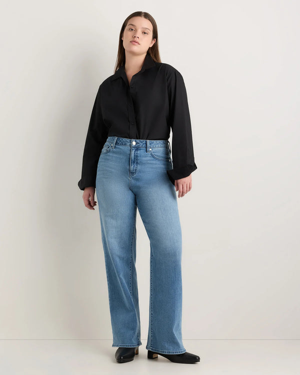 Curvy Bella Stretch Wide Leg Jeans - 24 / Black