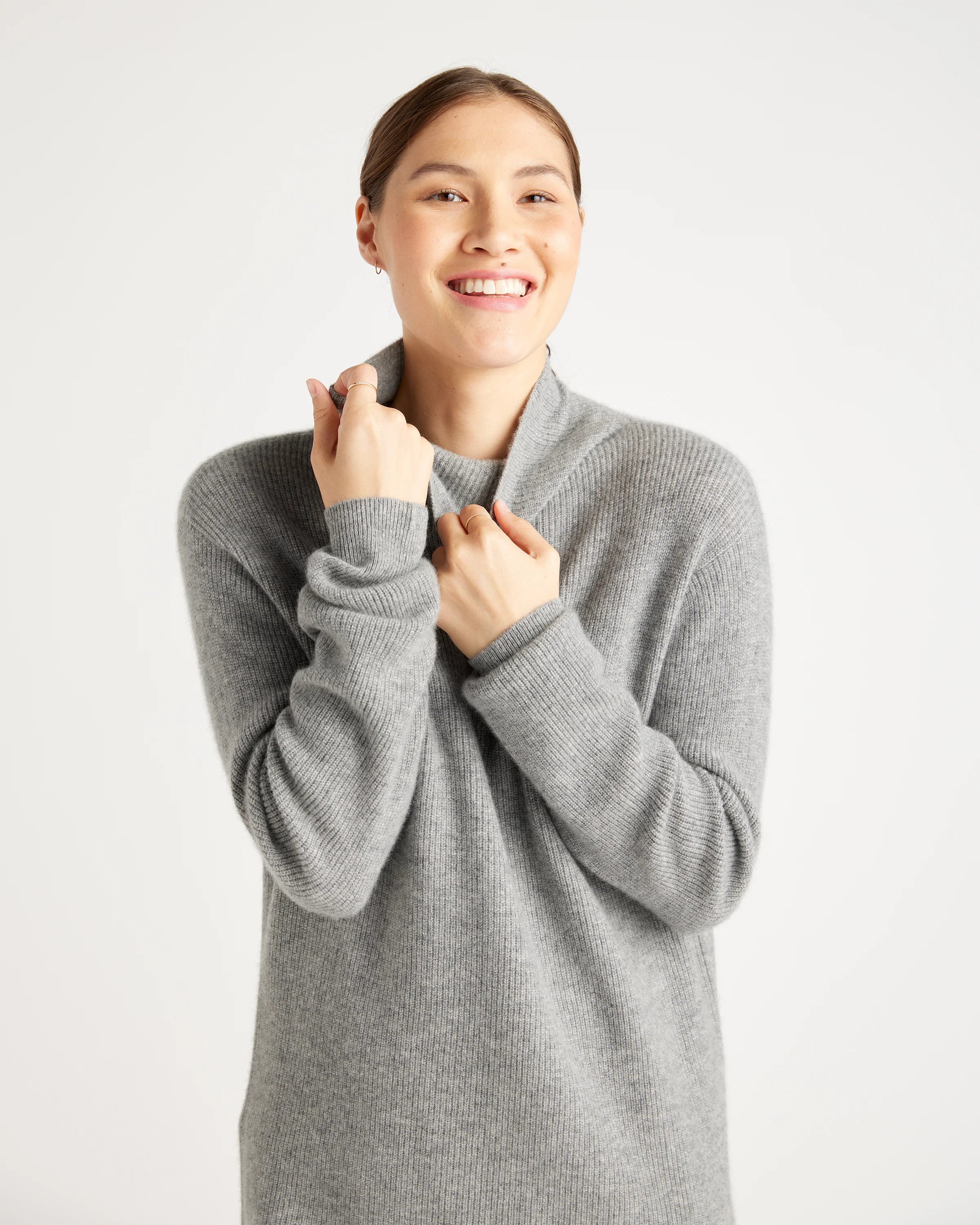 Mongolian Cashmere Textured Sweater Dress - XS / Heather Grey Secondary image