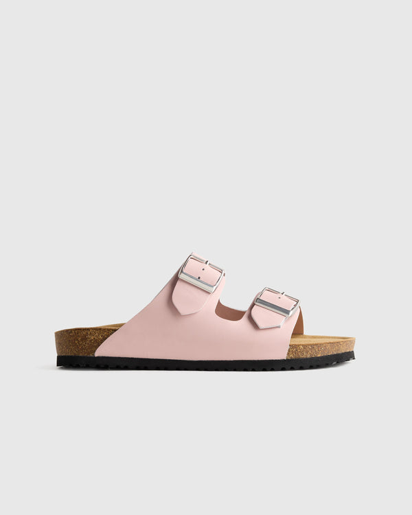 Nappa Leather Double Buckle Slide - 5 / Shell Pink