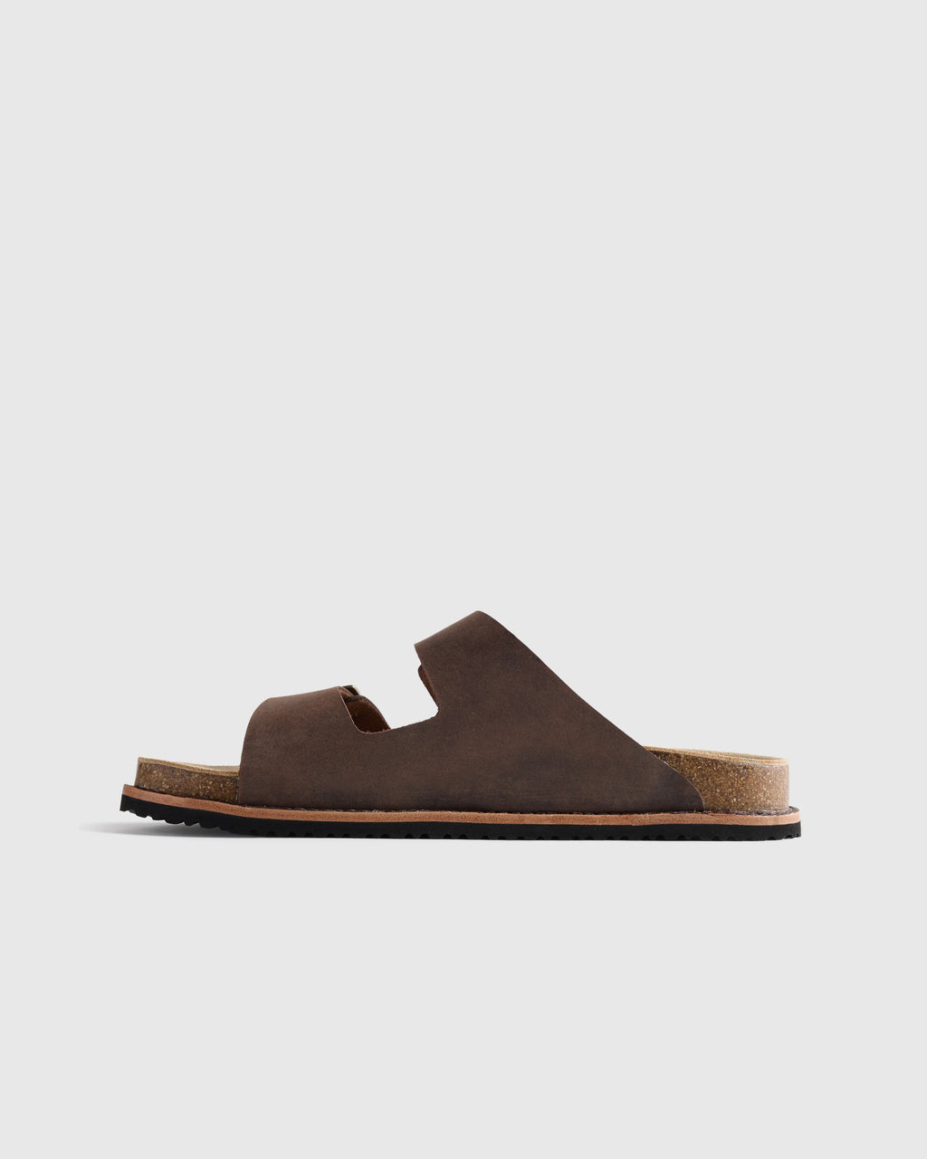 Nubuck Leather Double Buckle Slide - 7 / Black