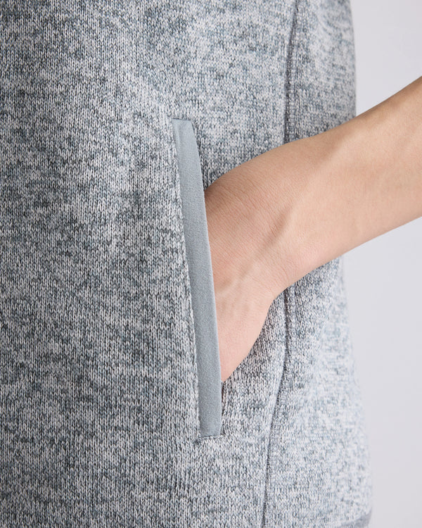 Sweater-Knit Fleece Full-Zip Vest - XS / Heather Mineral Green
