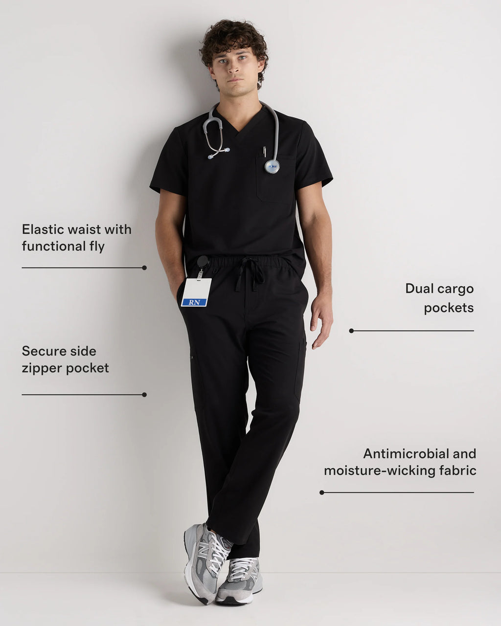 AeraFlex Scrub Cargo Pants - S / Bold Black