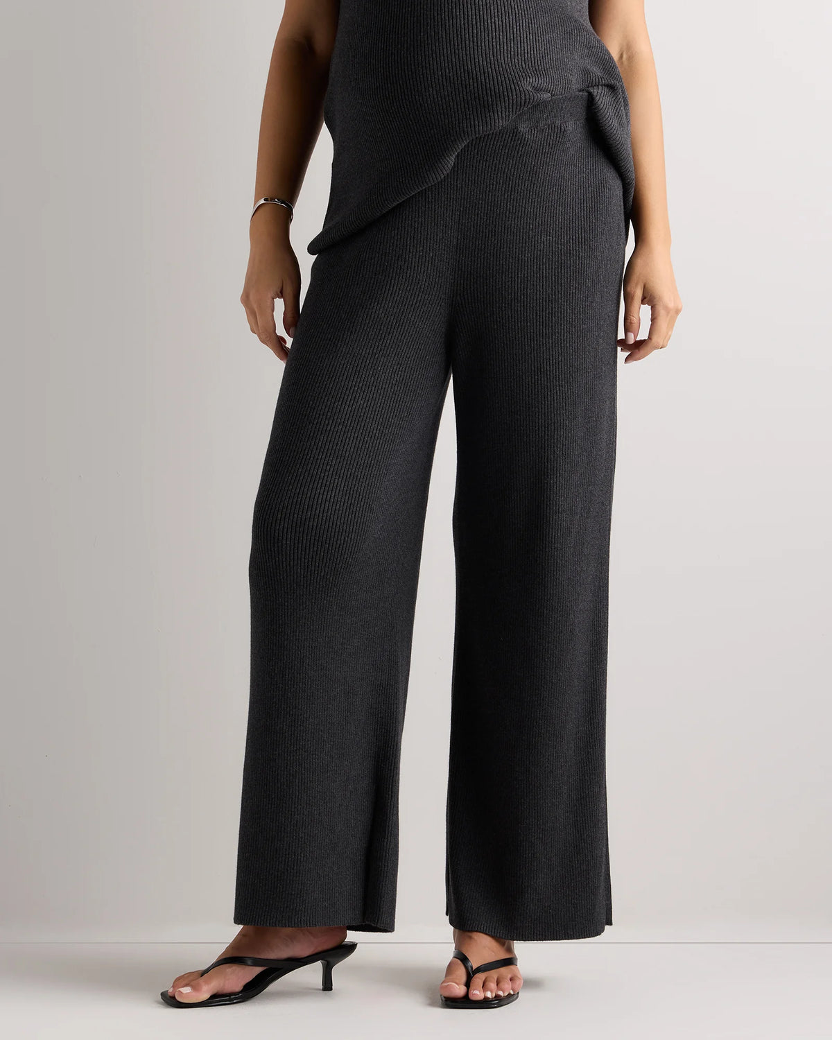 Cotton Cashmere Maternity Wide Leg Pants - XS / Heather Charcoal Main image