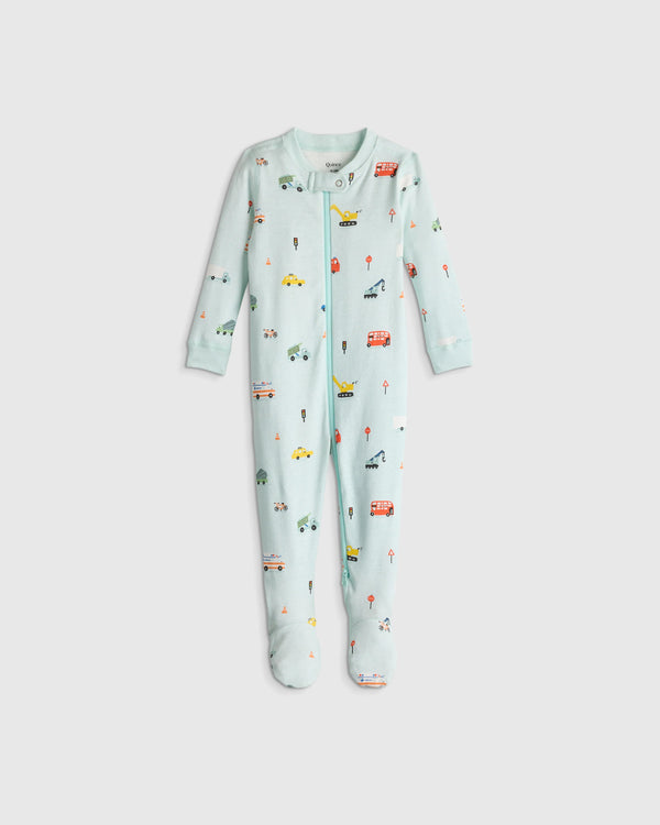 100% Organic Cotton Footie Pajama - 0-3M / Vehicles
