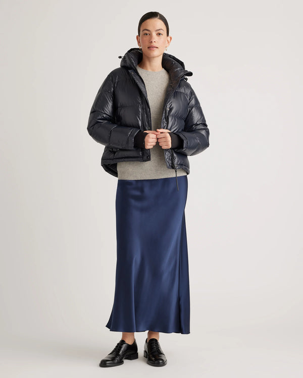 Responsible Down Cropped Puffer Jacket - XS / Shiny Black