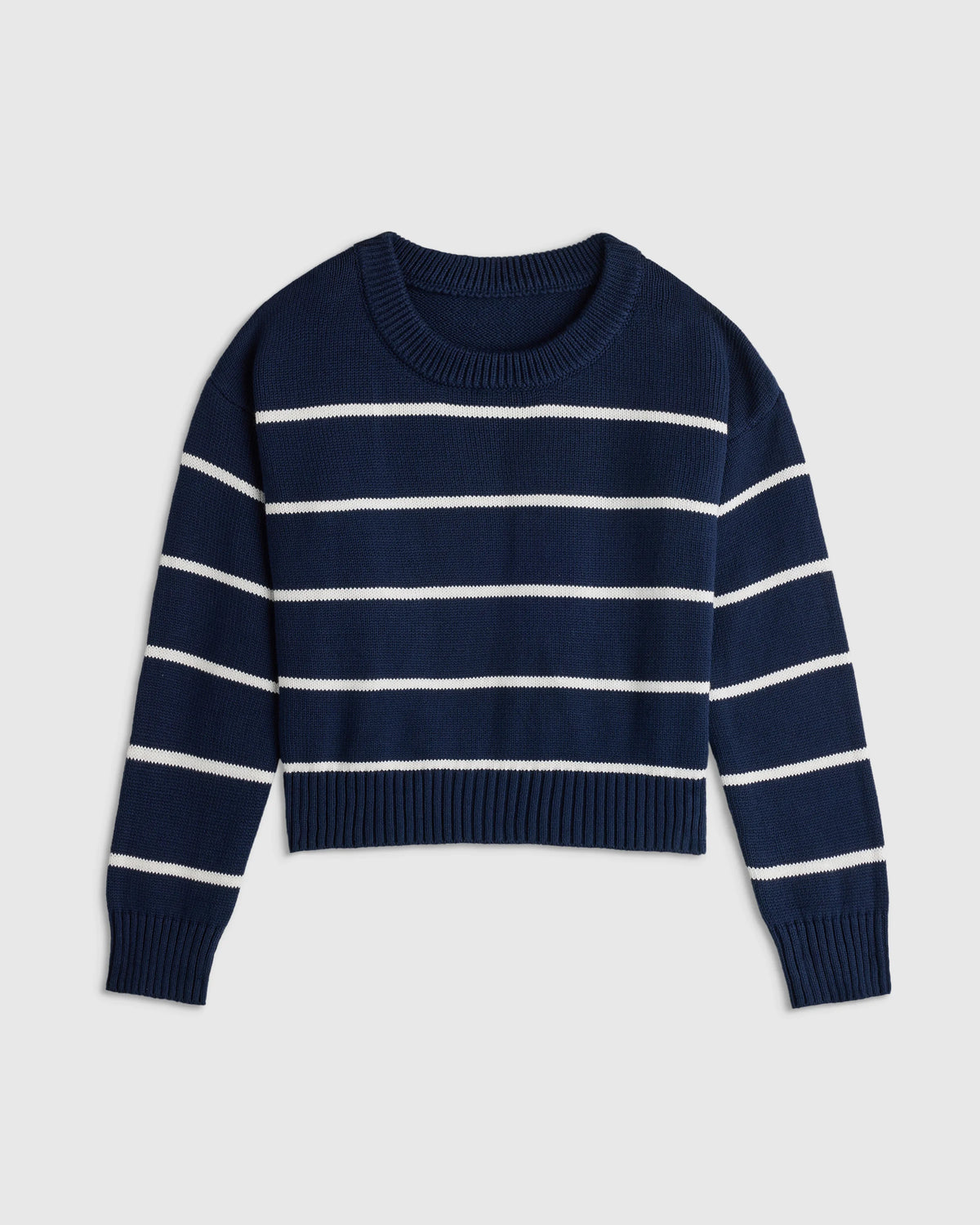 100% Organic Cotton Crewneck Sweater - 6 / Navy/White Main image