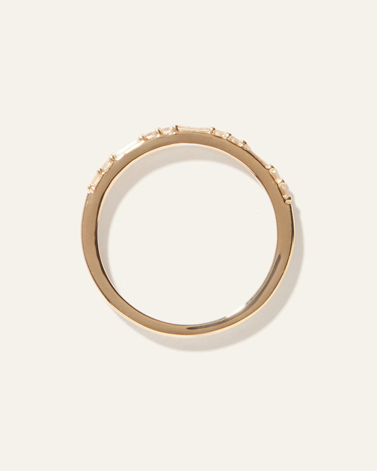 14K Gold Lab Grown Diamond Alternating Baguette & Round Band - 4 / Yellow Gold