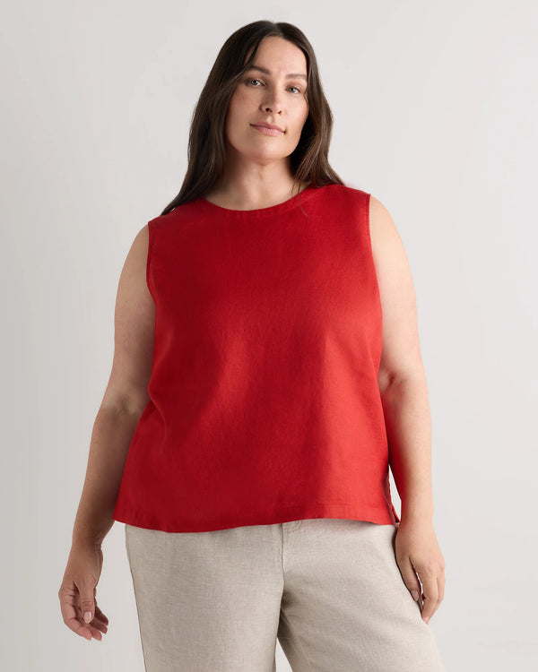 100% European Linen Tank - 1X / White