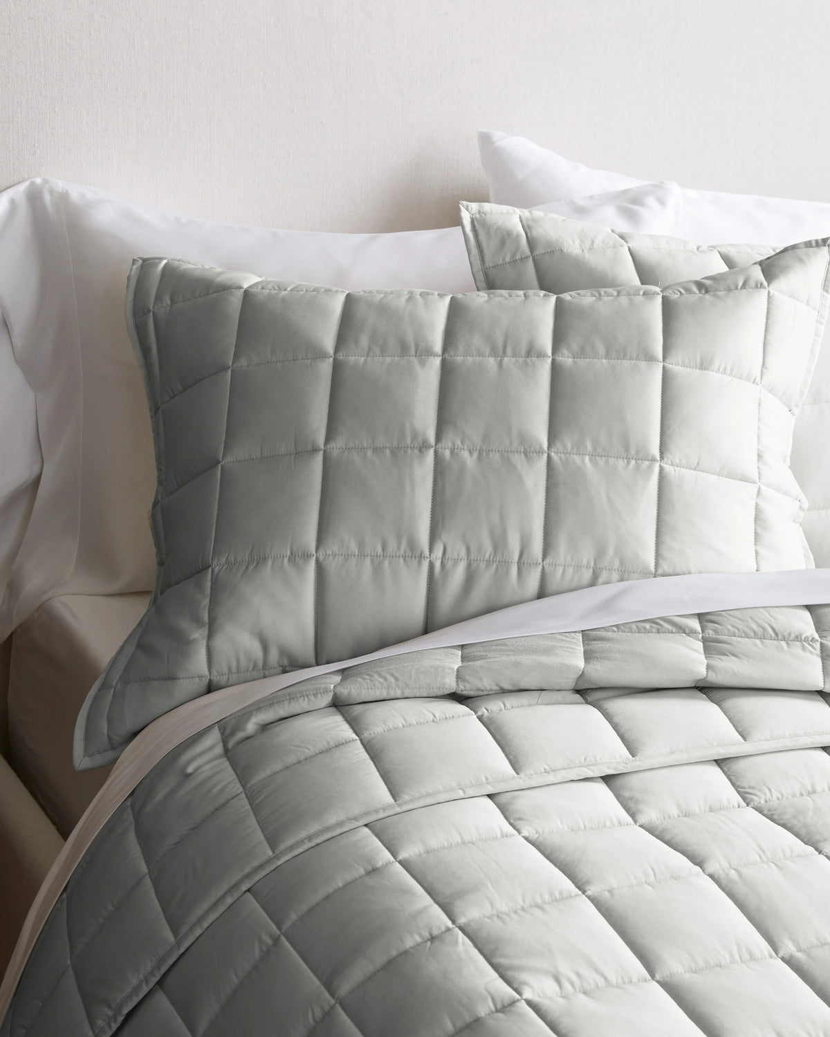 Bamboo Box Quilted Sham Set - Standard / Sage