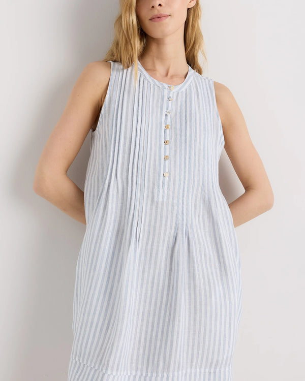 100% European Linen Sleeveless Swing Dress - XS / Classic Mini Gingham