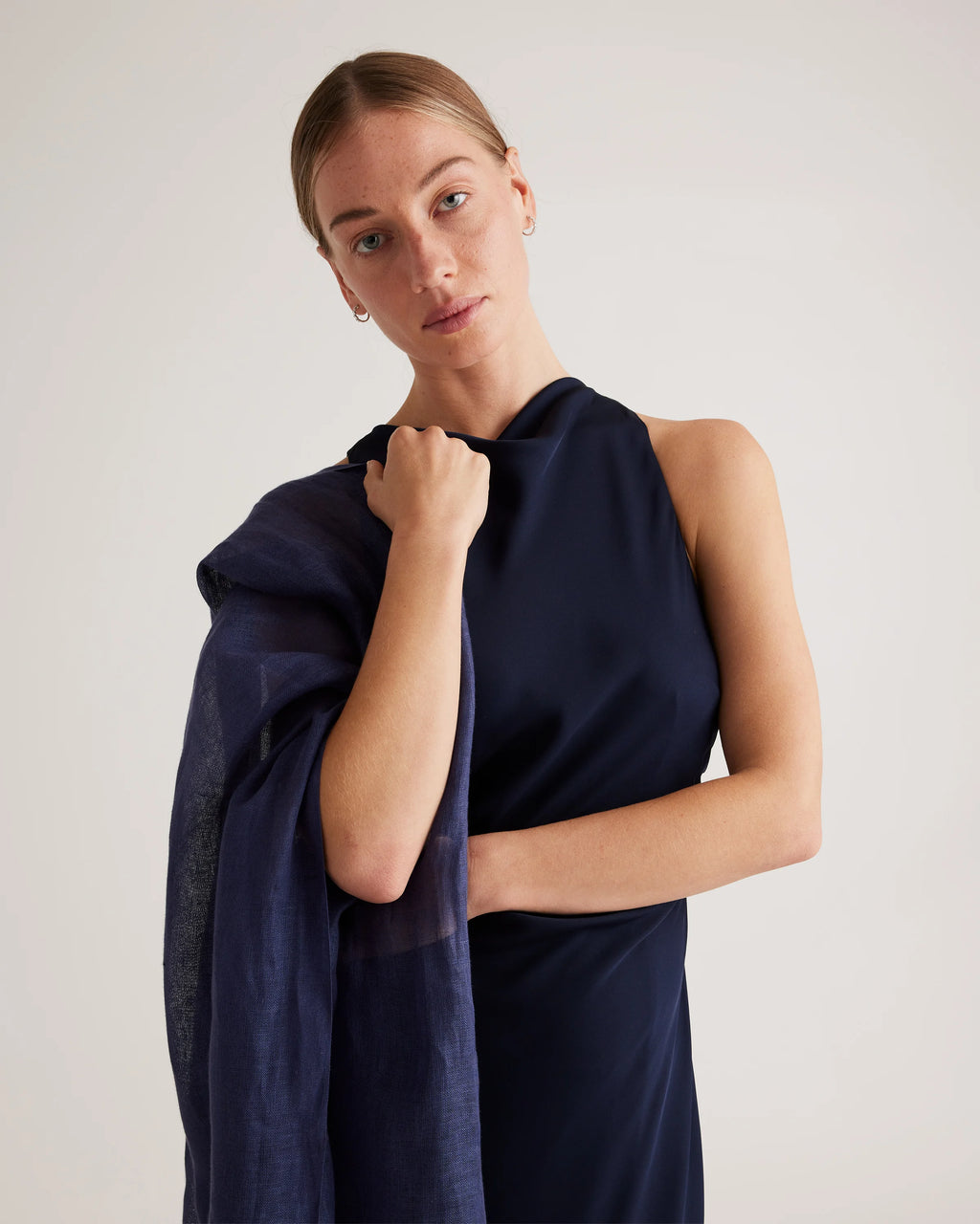 100% European Linen Scarf - One Size / Porcelain Blue