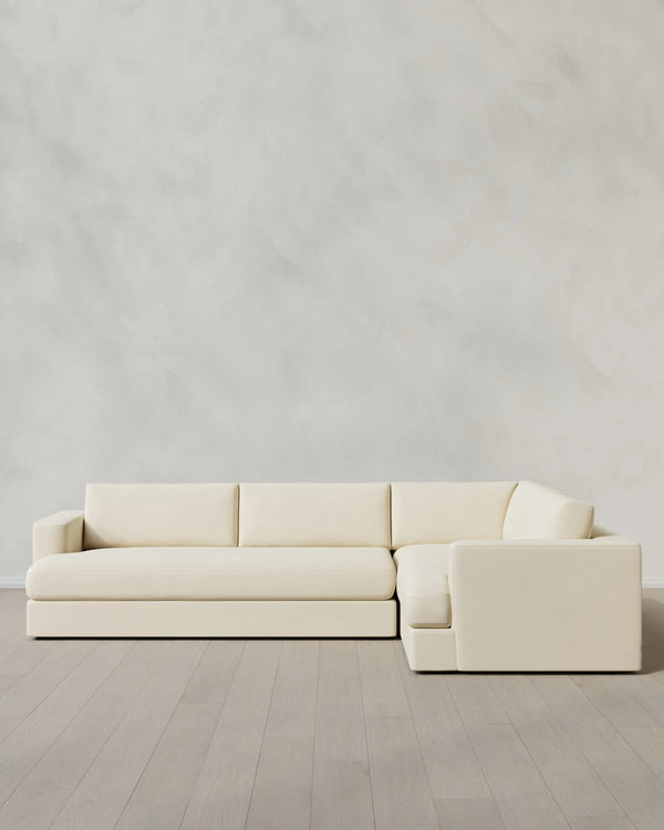 Sierra Curved Arm L Sectional in Performance Velvet - Right Arm / Sable