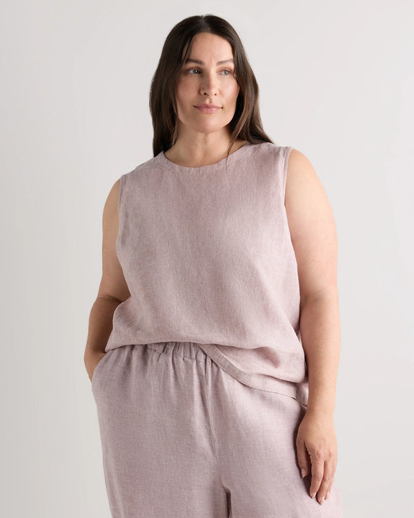 100% European Linen Tank - 1X / White