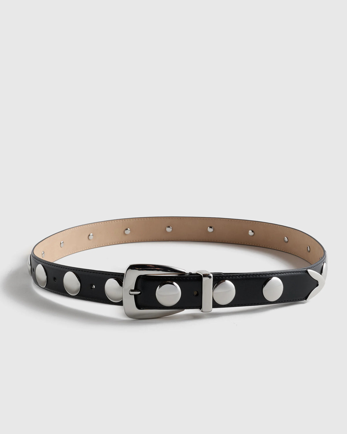 Alyssa European Leather Studded Belt - XS / Black/Silver Main image