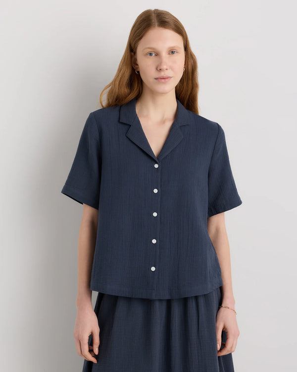 100% Organic Cotton Gauze Short Sleeve Shirt - XS / Amaranth Pink