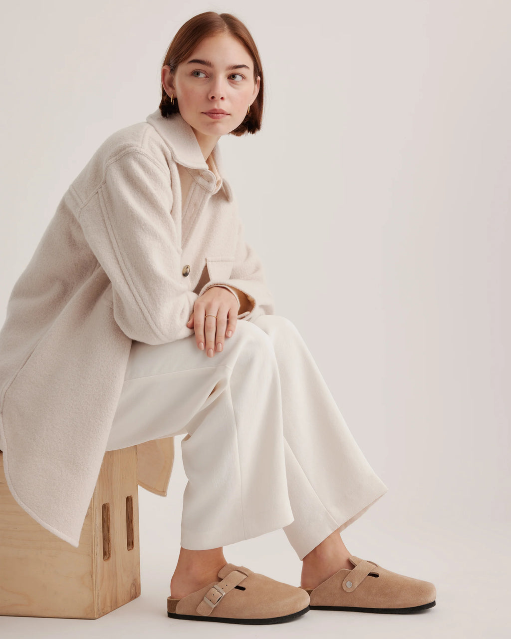 Water Repellent Suede Clog Mule - 5 / Dune