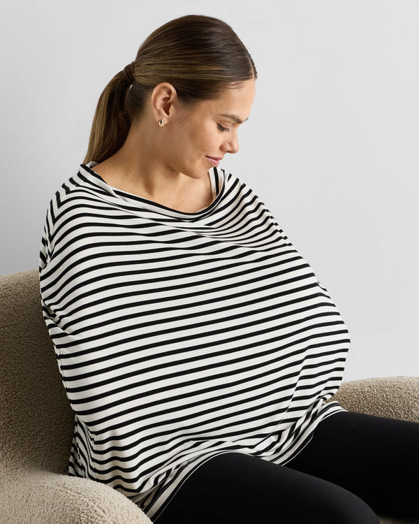 Bamboo 5-in-1 Multi-Use Cover - One Size / Black/White Stripe