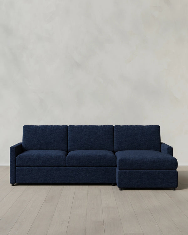Brennan Performance Chenille Linen Blend Chaise Sectional - Right Arm / Snow